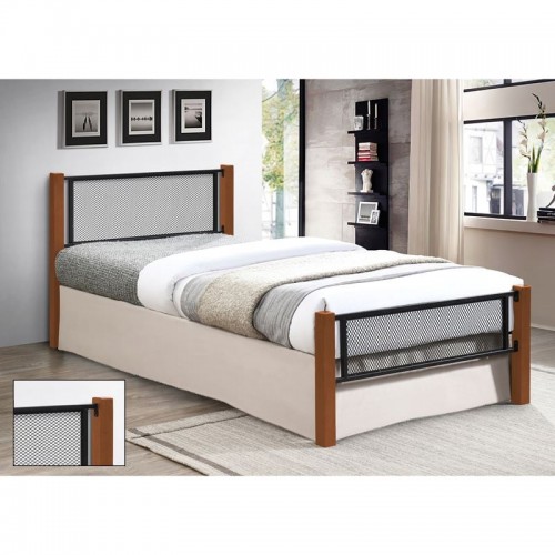 ΝΕΤTO Κρεβάτι Μονό για Στρώμα 90x190cm Μέταλλο Βαφή Μαύρο Ξύλο Καρυδί c533245