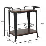 Intra Trolley Bar Pro Μέταλλο Βαφή Μαύρο MDF Απόχρωση Καρυδί c533272