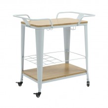 Intra Trolley Bar Pro Μέταλλο Βαφή Άσπρο MDF Απόχρωση Φυσικό c533275