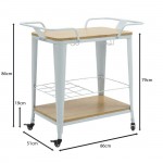 Intra Trolley Bar Pro Μέταλλο Βαφή Άσπρο MDF Απόχρωση Φυσικό c533275