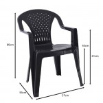 Fino Πολυθρόνα Τραπεζαρίας Κήπου Βεράντας PP Ανθρακί Στοιβαζόμενη c533276