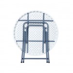 Soffio Τραπέζι Ροτόντα Catering Πτυσσόμενο Μέταλλο Βαφή Γκρι HDPE Άσπρο 45mm c533279