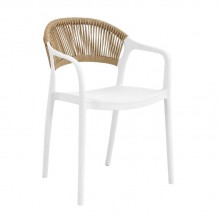 Raggo Πολυθρόνα Pro Στοιβαζόμενη PP UV Άσπρο Rope Wicker Φυσικό c533284