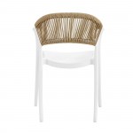 Raggo Πολυθρόνα Pro Στοιβαζόμενη PP UV Άσπρο Rope Wicker Φυσικό c533284