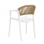 Raggo Πολυθρόνα Pro Στοιβαζόμενη PP UV Άσπρο Rope Wicker Φυσικό c533284