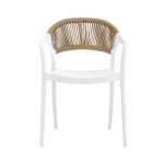 Raggo Πολυθρόνα Pro Στοιβαζόμενη PP UV Άσπρο Rope Wicker Φυσικό c533284