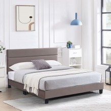 Ale Κρεβάτι Διπλό για Στρώμα 150x200cm Ύφασμα Cappuccino με Κεφαλάρι πολλαπλών θέσεων c533317