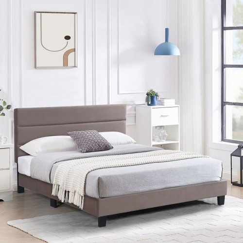 Ale Κρεβάτι Διπλό για Στρώμα 150x200cm Ύφασμα Cappuccino με Κεφαλάρι πολλαπλών θέσεων c533317