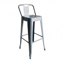 Intra Σκαμπό Bar με Πλάτη Μέταλλο Βαφή Γκρι c533323