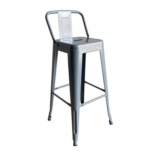 Intra Σκαμπό Bar με Πλάτη Μέταλλο Βαφή Γκρι c533323