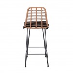 Salin Σκαμπό BAR Pro με Πλάτη Μέταλλο Βαφή Μαύρο Wicker Φυσικό με Μαξιλάρι Μαύρο c533352