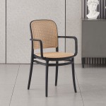 Fiore Πολυθρόνα PP Μαύρο PP Rattan Μπεζ Στοιβαζόμενη c533402