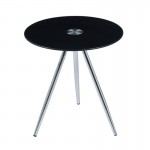 Mabel Τραπεζάκι Βοηθητικό Μέταλλο Χρώμιο Γυαλί Μαύρο Tempered 8mm c533403