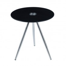 Mabel Τραπεζάκι Βοηθητικό Μέταλλο Χρώμιο Γυαλί Μαύρο Tempered 8mm c533403