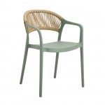 Raggo Πολυθρόνα Pro Στοιβαζόμενη PP UV Πράσινο Rope Wicker Φυσικό c533411