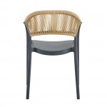 Raggo Πολυθρόνα Pro Στοιβαζόμενη PP UV Ανθρακί Rope Wicker Φυσικό c533413