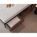 Letto Κρεβάτι Διπλό Συρτάρια για Στρώμα 160x200cm Μέταλλο Βαφή Μαύρο Antique Oak c533422