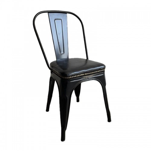Intra Καρέκλα Στοιβαζόμενη Μέταλλο Βαφή Μαύρo Κάθισμα Pu Μαύρο c533424
