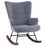 Alio Rocking Πολυθρόνα Μπερζέρα Καθιστικού Ύφασμα Velure Γκρι Βάση Μαύρο Καρυδί c533446
