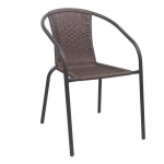 Balo Πολυθρόνα Στοιβαζόμενη Μέταλλο Βαφή Καφέ Wicker Brown 52x60x72cm c533518