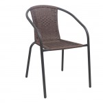 Balo Πολυθρόνα Στοιβαζόμενη Μέταλλο Βαφή Καφέ Wicker Brown 52x60x72cm c533518