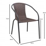 Balo Πολυθρόνα Στοιβαζόμενη Μέταλλο Βαφή Καφέ Wicker Brown 52x60x72cm c533518