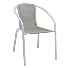 Balo Πολυθρόνα Στοιβαζόμενη Μέταλλο Βαφή Βαφή Άσπρο Wicker Beige 52x60x72cm c533519