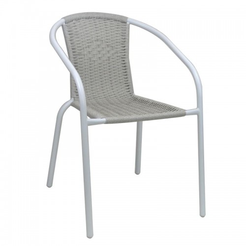 Balo Πολυθρόνα Στοιβαζόμενη Μέταλλο Βαφή Βαφή Άσπρο Wicker Beige 52x60x72cm c533519