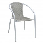 Balo Πολυθρόνα Στοιβαζόμενη Μέταλλο Βαφή Βαφή Άσπρο Wicker Beige 52x60x72cm c533519