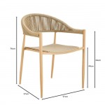 Mali Πολυθρόνα Στοιβαζόμενη Μέταλλο Βαφή Φυσικό PP UV Μπεζ Rope Wicker Φυσικό c533538