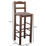 Sifnos Σκαμπό BAR με Πλάτη Οξιά Βαφή Εμποτισμός Καρυδί Κάθισμα Pu Cappuccino c533642