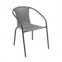 Balo Πολυθρόνα Στοιβαζόμενη Μέταλλο Βαφή Μαύρο Wicker Grey 52x60x72cm c533665