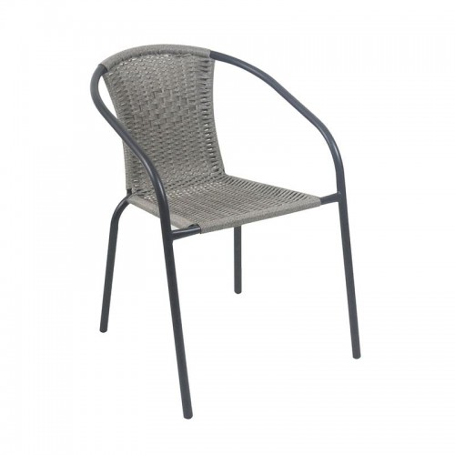 Balo Πολυθρόνα Στοιβαζόμενη Μέταλλο Βαφή Μαύρο Wicker Grey 52x60x72cm c533665