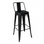 Intra Σκαμπό Bar με Πλάτη Μέταλλο Βαφή Μαύρο Ύψος καθίσματος 66cm c533689