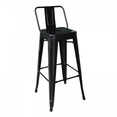 Intra Σκαμπό Bar με Πλάτη Μέταλλο Βαφή Μαύρο Ύψος καθίσματος 66cm c533689