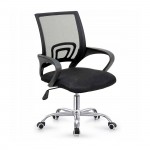 Πολυθρόνα Γραφείου χωρίς Ανάκλιση Μέταλλο Χρώμιο Mesh Μαύρο c533748
