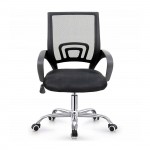 Πολυθρόνα Γραφείου χωρίς Ανάκλιση Μέταλλο Χρώμιο Mesh Μαύρο c533748