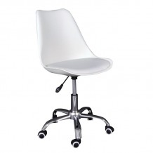 Καρέκλα Γραφείου Βάση Χρώμιο PP Pu Άσπρο Μονταρισμένη Ταπετσαρία c533749