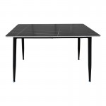 Τραπέζι Pembe pakoworld sintered stone μαύρη όψη μαρμάρου με μαύρα μεταλλικά πόδια 120x70x75εκ c533868