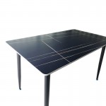 Τραπέζι Pembe pakoworld sintered stone μαύρη όψη μαρμάρου με μαύρα μεταλλικά πόδια 120x70x75εκ c533868