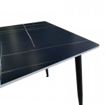 Τραπέζι Pembe pakoworld sintered stone μαύρη όψη μαρμάρου με μαύρα μεταλλικά πόδια 120x70x75εκ c533868