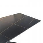 Τραπέζι Mattias pakoworld sintered stone μαύρη όψη μαρμάρου με μαύρα μεταλλικά πόδια 180x90x75εκ c533885