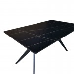 Τραπέζι Ezali pakoworld mdf μαύρη όψη μαρμάρου με μαύρα μεταλλικά πόδια 140x80x75εκ c533895