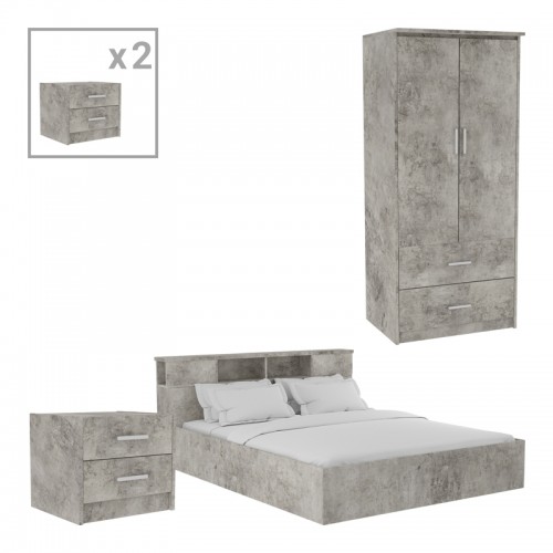 Φοιτητικό πακέτο επίπλων υπνοδωματίου OLYMPUS B pakoworld σετ 4τεμ σε antique ανθρακί απόχρωση c533928