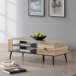 Τραπέζι σαλονιού Zezan pakoworld σε sonoma-ανθρακί απόχρωση 120x51x44 5εκ c533947