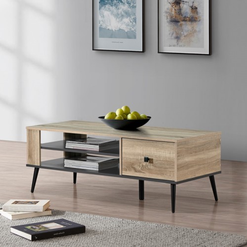 Τραπέζι σαλονιού Zezan pakoworld σε sonoma-ανθρακί απόχρωση 120x51x44 5εκ c533947