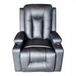 Πολυθρόνα relax με μηχανισμό massage Gessel pakoworld PU σε μαύρη απόχρωση 80x90x98εκ c533948