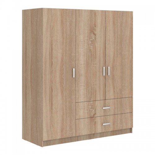 Ντουλάπα τρίφυλλη Royal pakoworld με συρτάρια sonoma 150x58x177εκ c533950