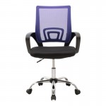 Καρέκλα γραφείου Berto II pakoworld με ανάκλιση ύφασμα mesh σε μπλε-μαύρη απόχρωση και βάση χρωμίου 60x48x85-95εκ c533952