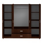 Ντουλάπα τετράφυλλη Royal pakoworld με συρτάρια wenge 200x58x177εκ c533966